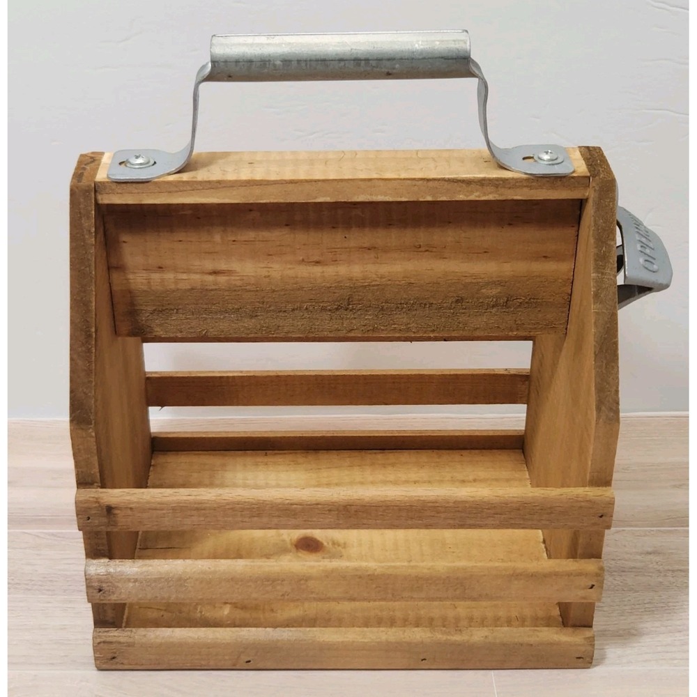 Wooden Beer Carrier - Craft Beer Caddy with Bottle Opener 6 Pack Beer Crate New